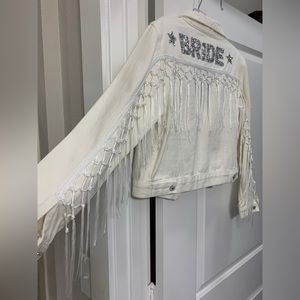 Bride Cream Fringe Jean Jacket- NEVER WORN